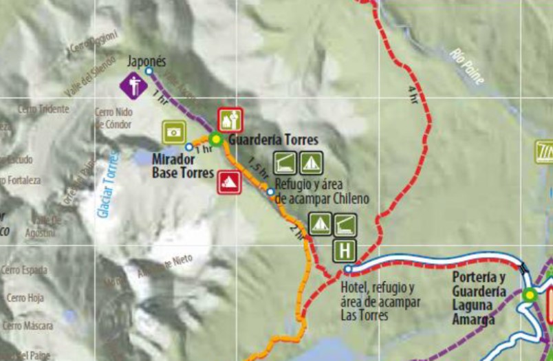 mapa sendero base torres